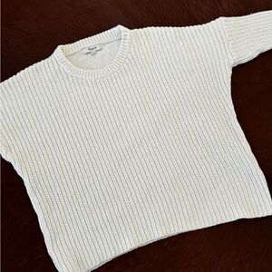 Madewell Shaker Chunky Pullover White Ivory Knit Sweater Women's Size Small